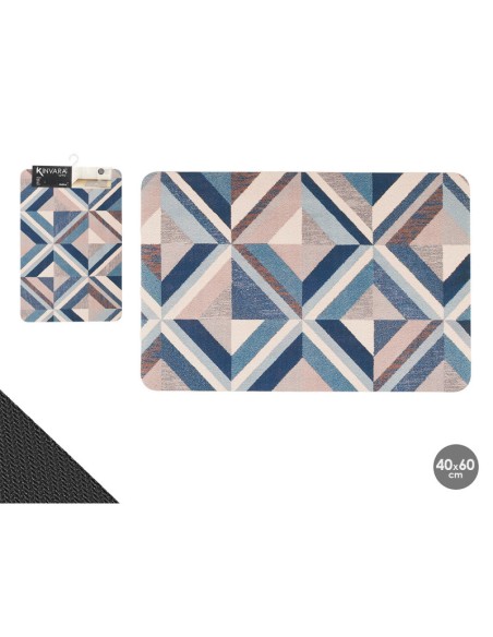 ALFOMBRA COCINA TRIANGULOS AZUL 40X60CM
