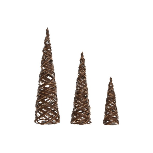 CONO SET 3 LED RATAN 20X20X80 3xAA NATURAL (8479)