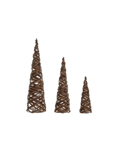 CONO SET 3 LED RATAN 20X20X80 3xAA NATURAL (8479)