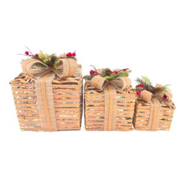 REGALO SET 3 LED PE 27X27X31 3xAA IRIDISCENTE