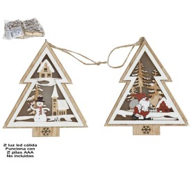 COLGANTE ARBOL MADERA 2LED 13CM 2STD