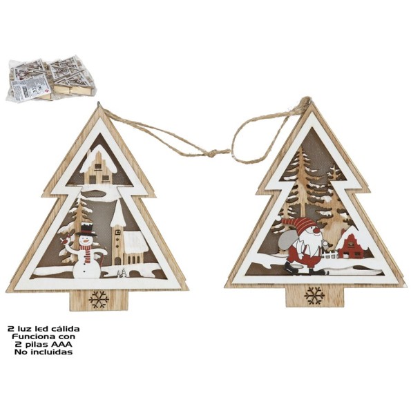 COLGANTE ARBOL MADERA CON 2LED 2 STD. 13CM JORE