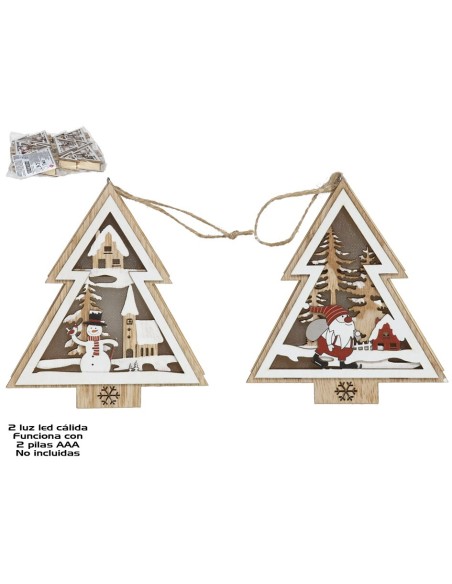 COLGANTE ARBOL MADERA CON 2LED 2 STD. 13CM JORE