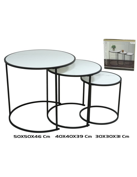SET 3 MESAS AUXILIARES MDF+METAL SCOTT 50X50X45.5C
