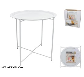 MESA AUXILIAR METAL JANET 47X47X51CM BLANCO