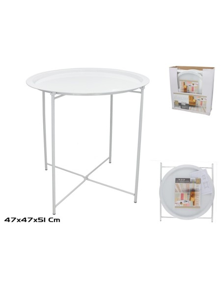 MESA AUXILIAR METAL JANET 47X47X51CM BLANCO