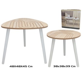 SET 2 MESAS AUXILIARES MADERA+MDF DARREN 48X48X45CM PINO