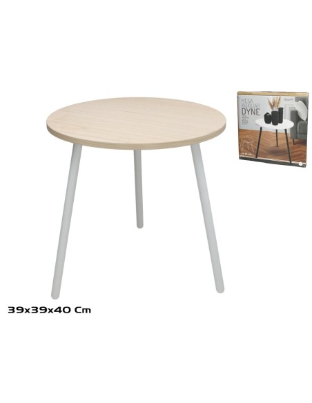 MESA AUXILIAR MDF+METAL C/EFECTO NATURAL DYNE 39X3