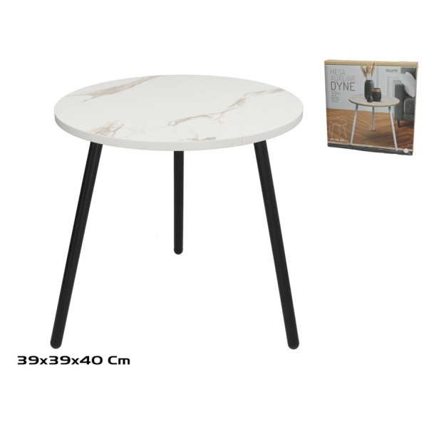 MESA AUXILIAR MDF+METAL C/EFECTO MARMOLEADO DYNE 39X39X40CM