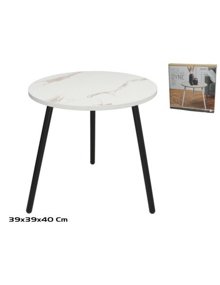 MESA AUXILIAR MDF+METAL C/EFECTO MARMOLEADO DYNE 39X39X40CM