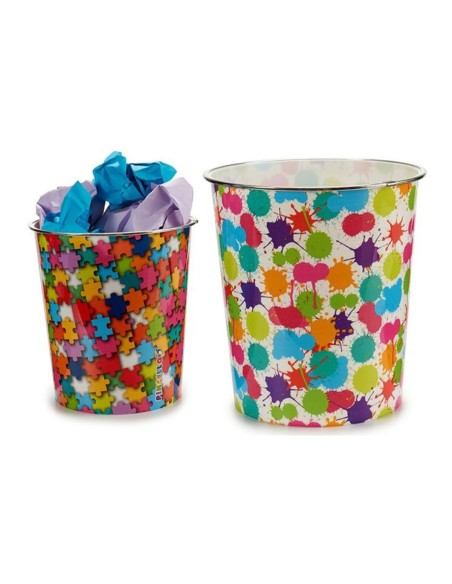 PAPELERA PLASTICO PUZZLE SURT 2 23X23X24,5CM