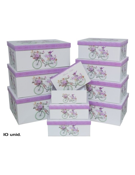 SET 10 CAJAS FLOWER BIKE 37,5X29X16 CM