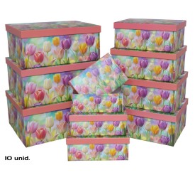 SET 10 CAJAS TULIPANES 37,5X29X16 CM