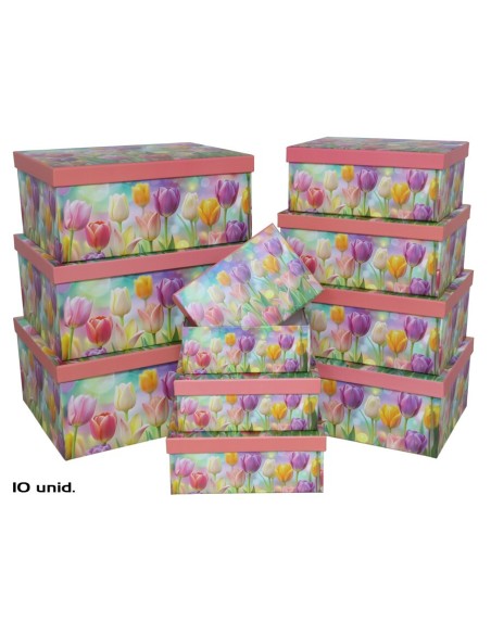 SET 10 CAJAS TULIPANES 37,5X29X16 CM