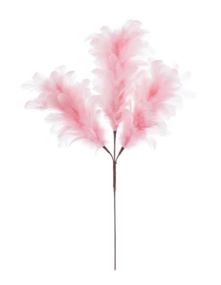 RAMA 3 HOJAS PLUMAS ROSA 11 X 55 CM