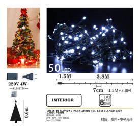 LUCES DE NAVIDAD PARA ARBOL 50L 3.8M BLANCO 220V
CABLE VERDE