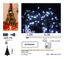 LUCES DE NAVIDAD PARA ARBOL 100L 8M BLANCO 220V
CABLE VERDE