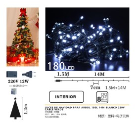 LUCES DE NAVIDAD PARA ARBOL 180L 14M BLANCO 220V
CABLE VERDE