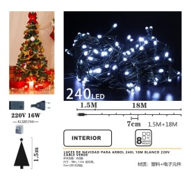 LUCES DE NAVIDAD PARA ARBOL 240L 18M BLANCO 220V
CABLE VERDE