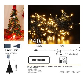 LUCES DE NAVIDAD PARA ARBOL 240L 18M CALIDO 220V
CABRE VERDE