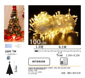 LUCES DE NAVIDAD PARA ARBOL 100L 8M CALIDO 220V
CABLE TRANSPARENTE