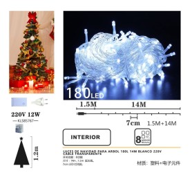 LUCES DE NAVIDAD PARA ARBOL 180L 14M BLANCO 220V
CABLE TRANSPARENTE