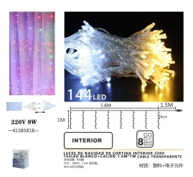 LUCES DE NAVIDAD DE CORTINA INTERIOR 220V
144LED BLANCO+CALIDO 1.6M*1M