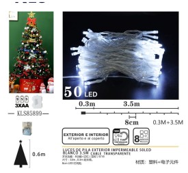 LUCES DE PILA EXTERIOR IMPERMEABLE 50LED 
BLANCO 3.5M