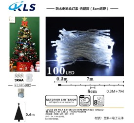 LUCES DE PILA EXTERIOR IMPERMEABLE 100LED 
BLANCO 7M