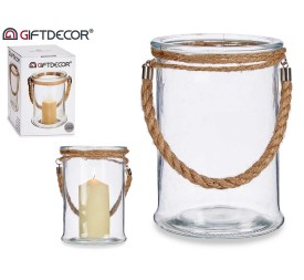 PORTAVELA CRISTAL CUERDA 14,5x14,5x21 cm.