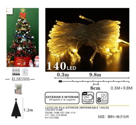 LUCES DE PILA EXTERIOR IMPERMEABLE 140LED 
CALIDO 9.8M