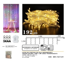 LUCES DE CORTINA DE PILA IMPERMEABLE 
192LED CALIDO 1.6M*1.2M
