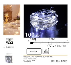 100LED CABLE DE COBRE BLANCO 10M