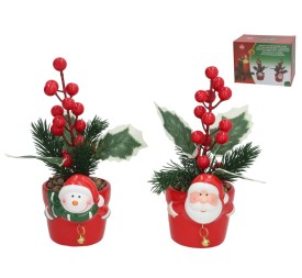 MACETA CON BAYAS NOEL 9,5X7,5X19CM 2 STD