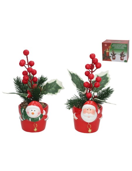 MACETA CON BAYAS NOEL 9,5X7,5X19CM 2 STD MACETA CON BAYAS NOEL 9,5X7,5X19CM 2 STD