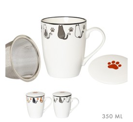 TAZA INFUSION C/ FILTRO 350 ML MANY CATS SURT/2