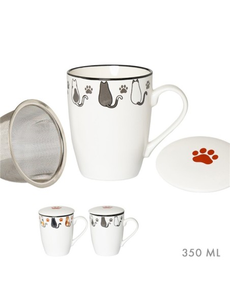 TAZA INFUSION C/ FILTRO 350 ML MANY CATS SURT/2 TAZA INFUSION C/ FILTRO 350 ML MANY CATS SURT/2