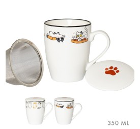 TAZA INFUSION C/ FILTRO 350 ML MANY CATS SURT/2
