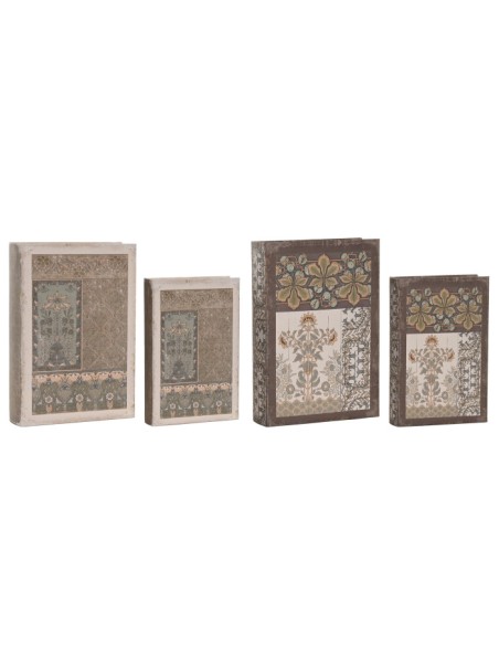 CAJA LIBRO SET 2 PU MDF 21X7X30 ETNICO 2 SURT.