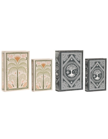 CAJA LIBRO SET 2 PU 21X7X30 ARBOL PALMERA 2 SURT.