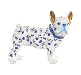 FIGURA RESINA 24X11.5X21.5 BULLDOG DORADO AZUL