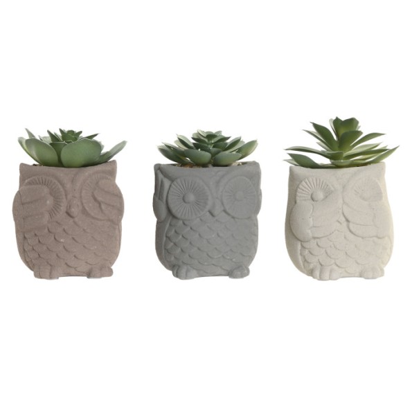 FIGURA CEMENTO PVC 7X7X9 BUHO CACTUS 3 SURT.