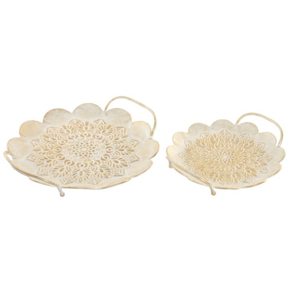 BANDEJA DECORACION SET 2 METAL 34X32X6 MANDALA