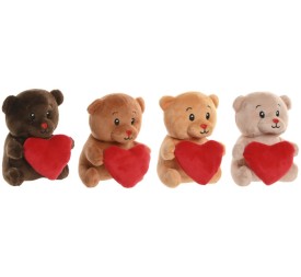 PELUCHE POLIESTER 10X10X14 OSO CORAZON 4 SURT.