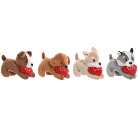 PELUCHE POLIESTER 10X10X14 PERRO CORAZON 4 SURT.