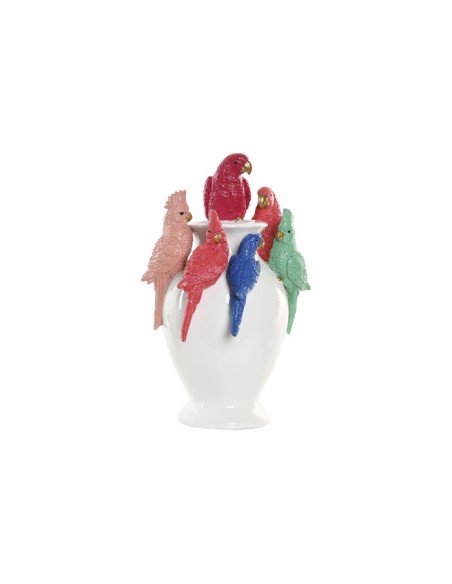 JARRON RESINA 19,5X15X31 LOROS BLANCO