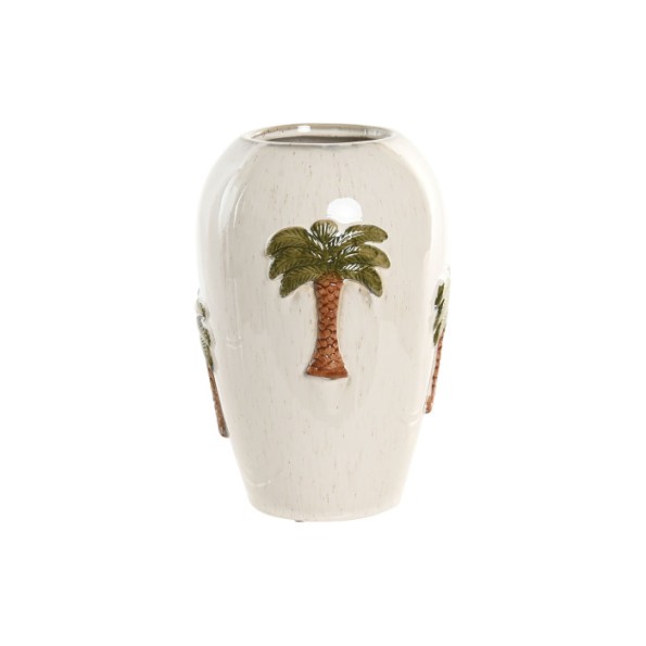 JARRON CERAMICA 16X16X24 PALMERAS PINTADO MANO