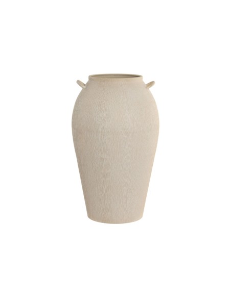 JARRON METAL 29X29X46 ASAS RUGOSO BEIGE