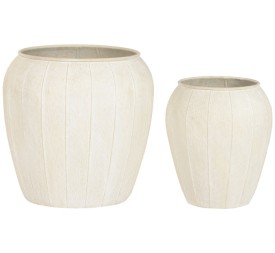 MACETERO SET 2 METAL 50X50X49,5 35X40 RUGOSO BEIGE