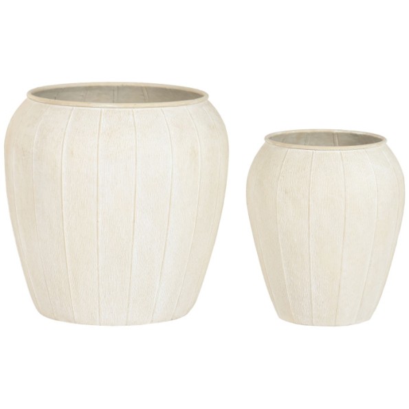 MACETERO SET 2 METAL 50X50X49,5 35X40 RUGOSO BEIGE